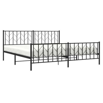 Bedframe met hoofd- en voeteneinde metaal zwart 193x203 cm Bedframe met hoofd- en voeteneinde metaal zwart 193x203 cm