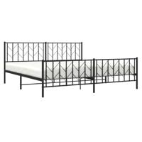 Bedframe met hoofd- en voeteneinde metaal zwart 193x203 cm - thumbnail