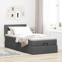 Ottoman bed met matras 100x200cm stof donkergrijs - thumbnail