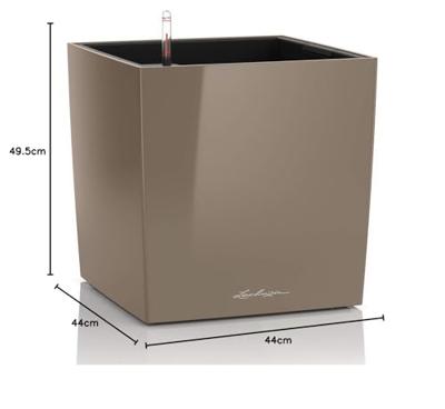 LECHUZA Cube Premium 50 bloempot - complete set, glanzend taupe