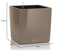 LECHUZA Cube Premium 50 bloempot - complete set, glanzend taupe - thumbnail
