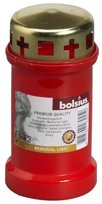 Bolsius Herdenkingslicht met Deksel Rood/Goud