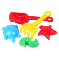 Sun Fun schepje met harkje en 3 zandvormen, 22cm - thumbnail