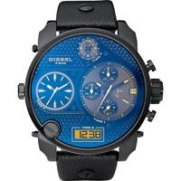 Diesel Heren Mr. Daddy zwart lederen chronograaf horloge DZ7127 - thumbnail