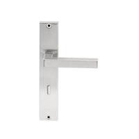 Hardbrass Deurkruk Geneve op rechthoekig langschild sleutelgat 72mm - RVS - thumbnail