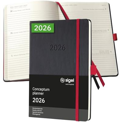 Sigel C2608 Weekkalender Conceptum 2026 Hardcover DIN A5 Zwart, Rood 1 stuk(s) Aantal paginas: 192