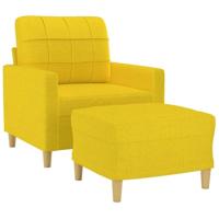 Fauteuil met voetenbank 60 cm stof lichtgeel - thumbnail