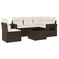 5-delige Loungeset met kussens poly rattan bruin - thumbnail