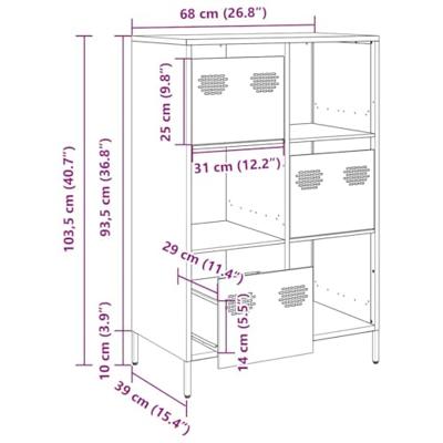 Hoge kast 68x39x103,5 cm staal roze Hoge kast 68x39x103,5 cm staal roze