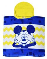 Mickey badponcho junior 50 x 100 cm katoen geel/blauw - thumbnail