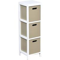 Gebor - Zeer Mooie Ladekast Met 3 Laden 77x22x22cm - Ladekast – Mdf/paulownia – Wit/taupe – Opbergen – Meubel – - thumbnail