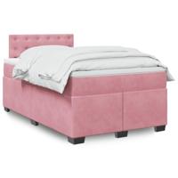 Boxspring met matras fluweel roze 120x200 cm - thumbnail