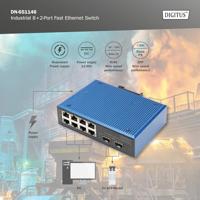 Digitus DN-651146 Industrial Ethernet Switch 8 + 2 poorten 10 / 100 / 1000 MBit/s - thumbnail