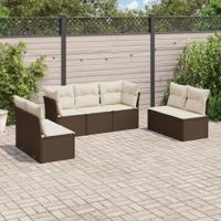 7-delige Loungeset met kussens poly rattan bruin - thumbnail