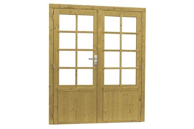 Woodvision Dubbele deur 8-ruits 168x201 cm - Groen geïmpregneerd- - Hout- Woodvision