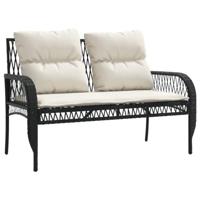 4-delige Loungeset met kussens poly rattan zwart - thumbnail
