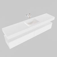 Badkamermeubel BWS Ibiza 200 cm Twee Soft-Close Lades Solid Surface Wastafel Mat Wit (acht varianten) - thumbnail