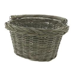 Rieten Fietsmand Aan Stuur Ovaal Grijs