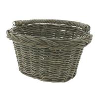 Rieten Fietsmand Aan Stuur Ovaal Grijs - thumbnail