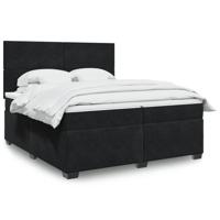 Boxspring met matras fluweel zwart 200x200 cm - thumbnail