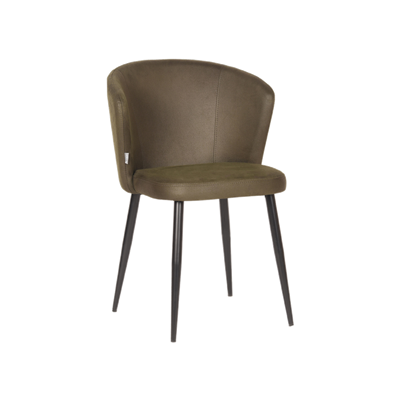 LABEL51 Eetkamerstoel 'Wave' Microfiber, kleur Army Green