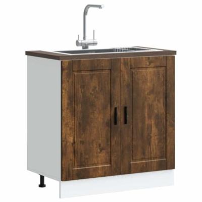 Spoelbakonderkast Porto 80x46x81,5cm bewerkt hout gerookt eiken