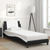 Bedframe met LED-verlichting kunstleer zwart en wit 180x200 cm - thumbnail