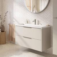 Saqu Lima ondiep badmeubel incl. glans witte wastafel 80x40x64cm kiezel grijs - rvs greep - thumbnail