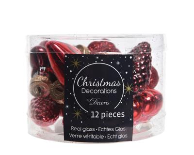 Decoris kerstballen set mini rood 12st