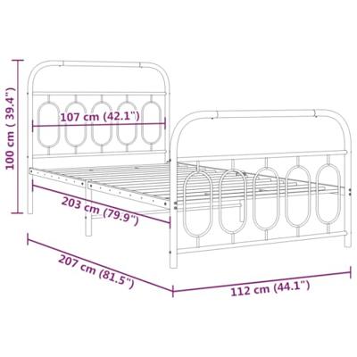 Bedframe met hoofd- en voeteneinde metaal zwart 107x203 cm