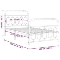 Bedframe met hoofd- en voeteneinde metaal zwart 107x203 cm - thumbnail