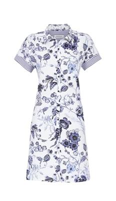 Doorknoopnachthemd blauwe bloemen Doorknoopnachthemd blauwe bloemen