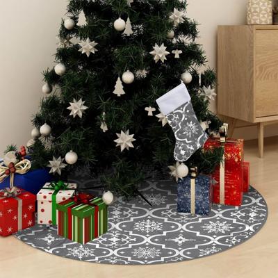 VidaXL Kerstboomrok luxe met sok 150 cm stof grijs - thumbnail