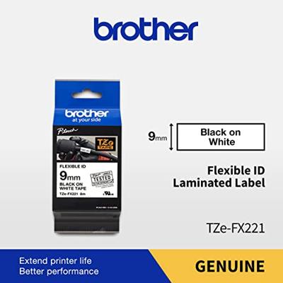 Labeltape Brother TZe-FX, TZ-FX TZe-FX221 PET Tapekleur: Wit Tekstkleur:Zwart 9 mm 8 m Labeltape Brother TZe-FX, TZ-FX TZe-FX221 PET Tapekleur: Wit Tekstkleur:Zwart 9 mm 8 m