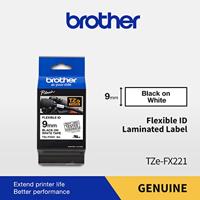 Labeltape Brother TZe-FX, TZ-FX TZe-FX221 PET Tapekleur: Wit Tekstkleur:Zwart 9 mm 8 m - thumbnail