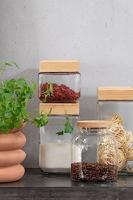 J-Line voorraadpot Tom - glas|bamboe - transparant|naturel - small - thumbnail