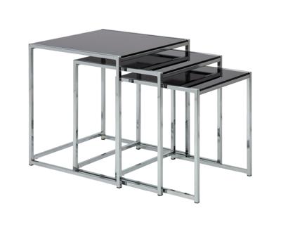 Bendt Bijzettafel Cross Set van 3 stuks - Zwart - Vierkant