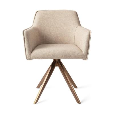 Jesper Home Eetkamerstoel 'Hofu' Turn Rose Gold, kleur Wild Walnut