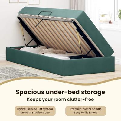 Opbergbed met matras met matras Donkergroen 90 x 190 cm Fluweel