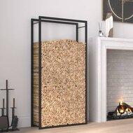 VidaXL Haardhoutrek matzwart 80x28x154 cm staal