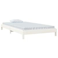 Bed stapelbaar 100x200 cm massief grenenhout wit - thumbnail