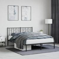 Bedframe met hoofdbord metaal zwart 140x190 cm - thumbnail