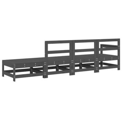 4-delige Loungeset massief grenenhout grijs