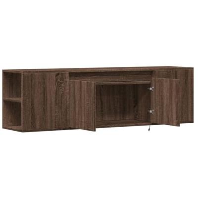 Tv-wandmeubel met LED-verlichting 135x31x39,5 cm bruin eiken
