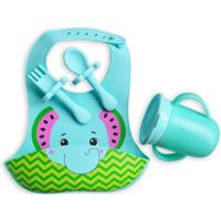 Siliconen Slabbetje met Opvangbakje - Baby Lepeltjes en Vorkjes- BPA-vrij Tuitbeker - thumbnail