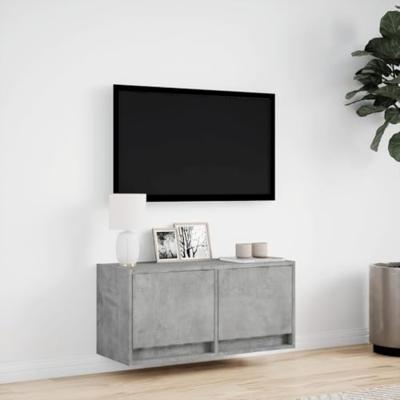 Tv-wandmeubel met LED-verlichting 80x31x35 cm betongrijs
