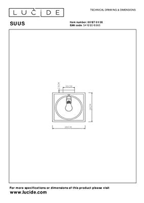 Lucide SUUS - Plafonnière - 1xE27 - Zwart Lucide SUUS - Plafonnière - 1xE27 - Zwart