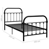 Bedframe metaal zwart 90x200 cm - thumbnail