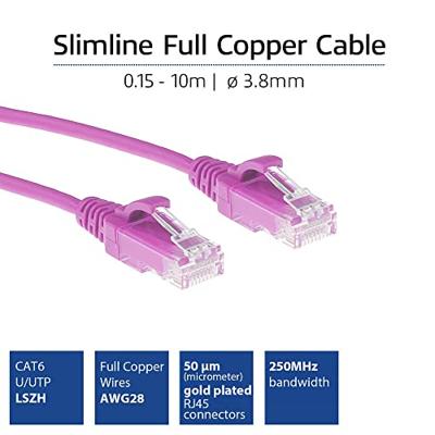ACT Roze 0,15 meter LSZH U/UTP CAT6 datacenter slimline patchkabel snagless met RJ45 connectoren ACT Roze 0,15 meter LSZH U/UTP CAT6 datacenter slimline patchkabel snagless met RJ45 connectoren