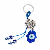 Sleutelhanger Bescherming Boze Oog Hamsa Hand met Bloem - thumbnail
